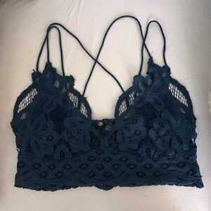 Free People Elegant Lace Bralette in Dark Blue